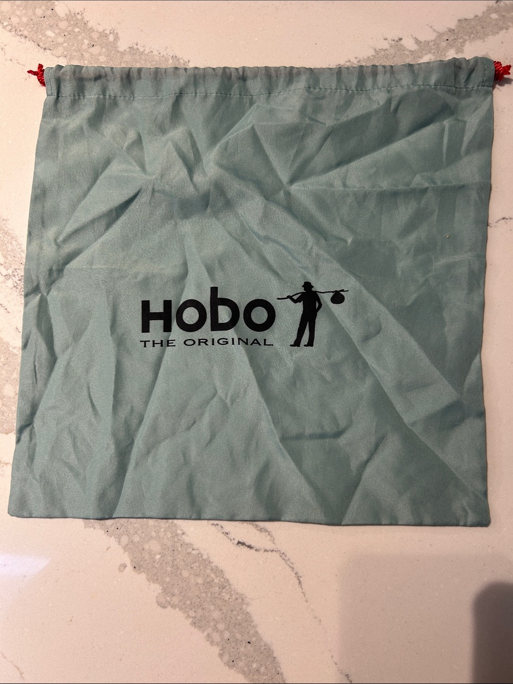 HOBO Light Teal Drawstring Accessory Pouch with Black Logo